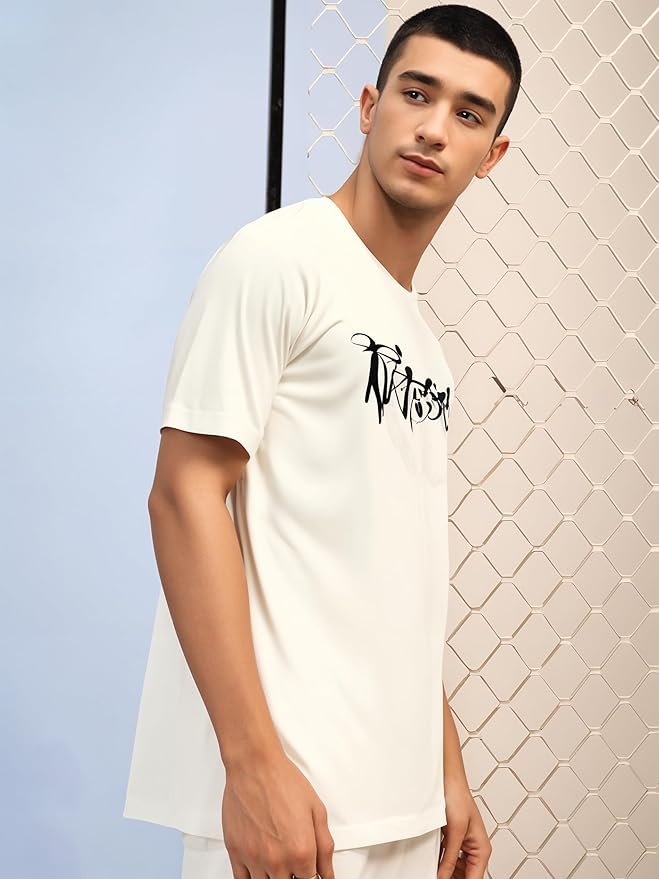 Men's White Graphic Printed "INTENSE" T-Shirt