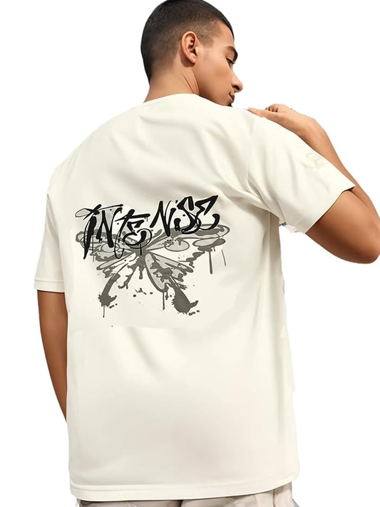 Men's White Graphic Printed "INTENSE" T-Shirt