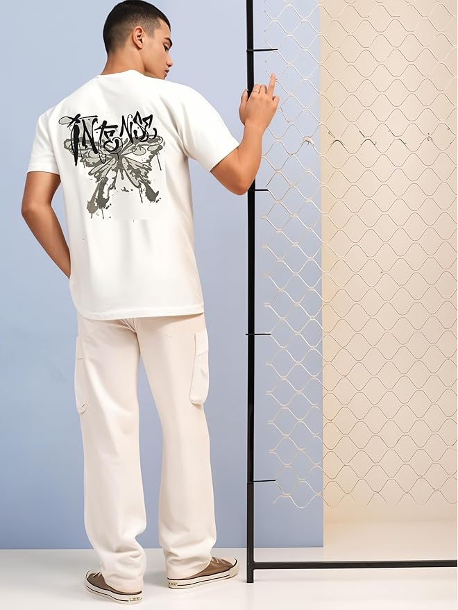 Men's White Graphic Printed "INTENSE" T-Shirt