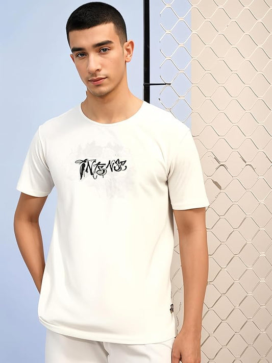 Men's White Graphic Printed "INTENSE" T-Shirt