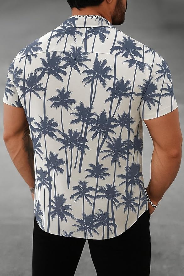 Men’s Tropical Palm Tree Print Short Sleeve Shirt