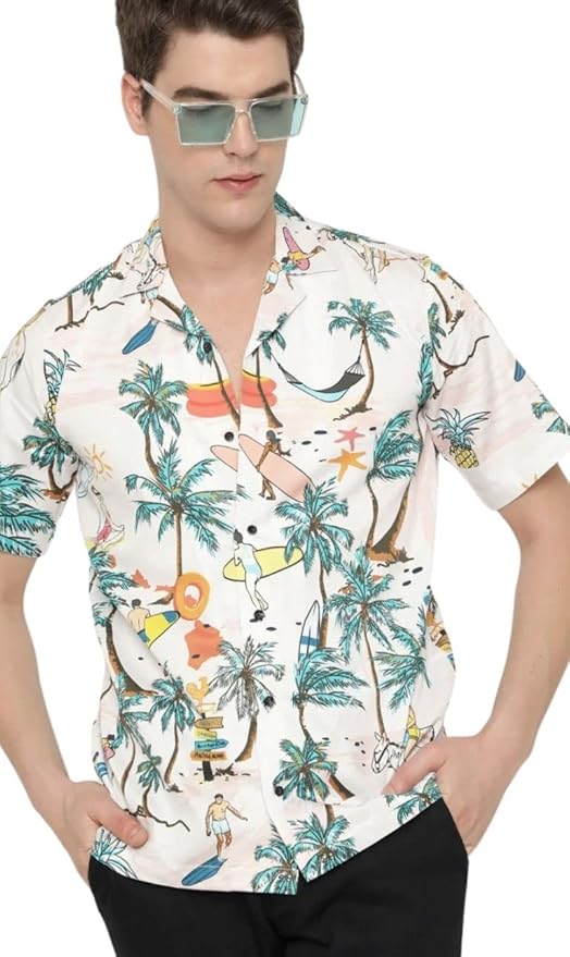 Island Vibes Printed Hawaiian Shirt